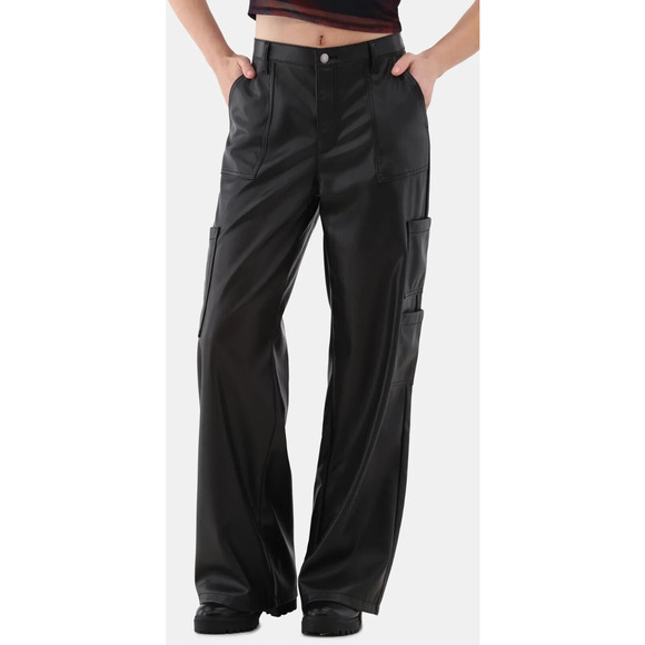 No Boundaries Womens Wide Leg Cargo Pants Black Mid Rise 31” Inseam Size XL - Picture 8 of 8